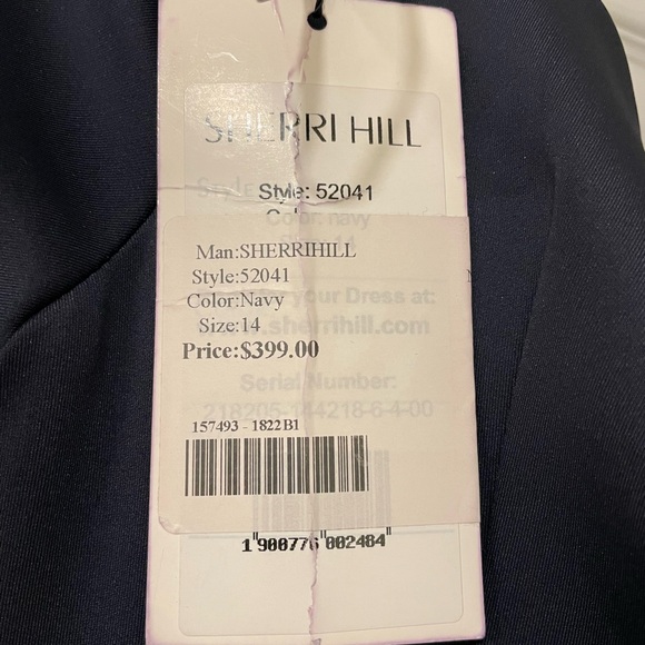 SHERRI HILL Gorgeous prom pageant dress gown Navy 14 style 54021 - Picture 9 of 9